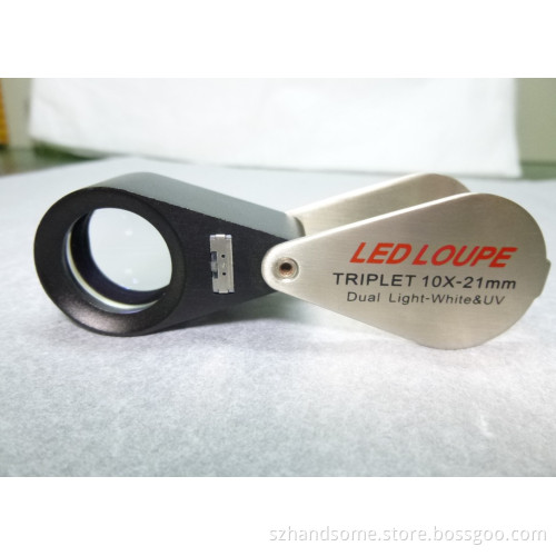 Mg7802 10X / 20X Jewelry Triplet Loupe with LED Light and UV Light